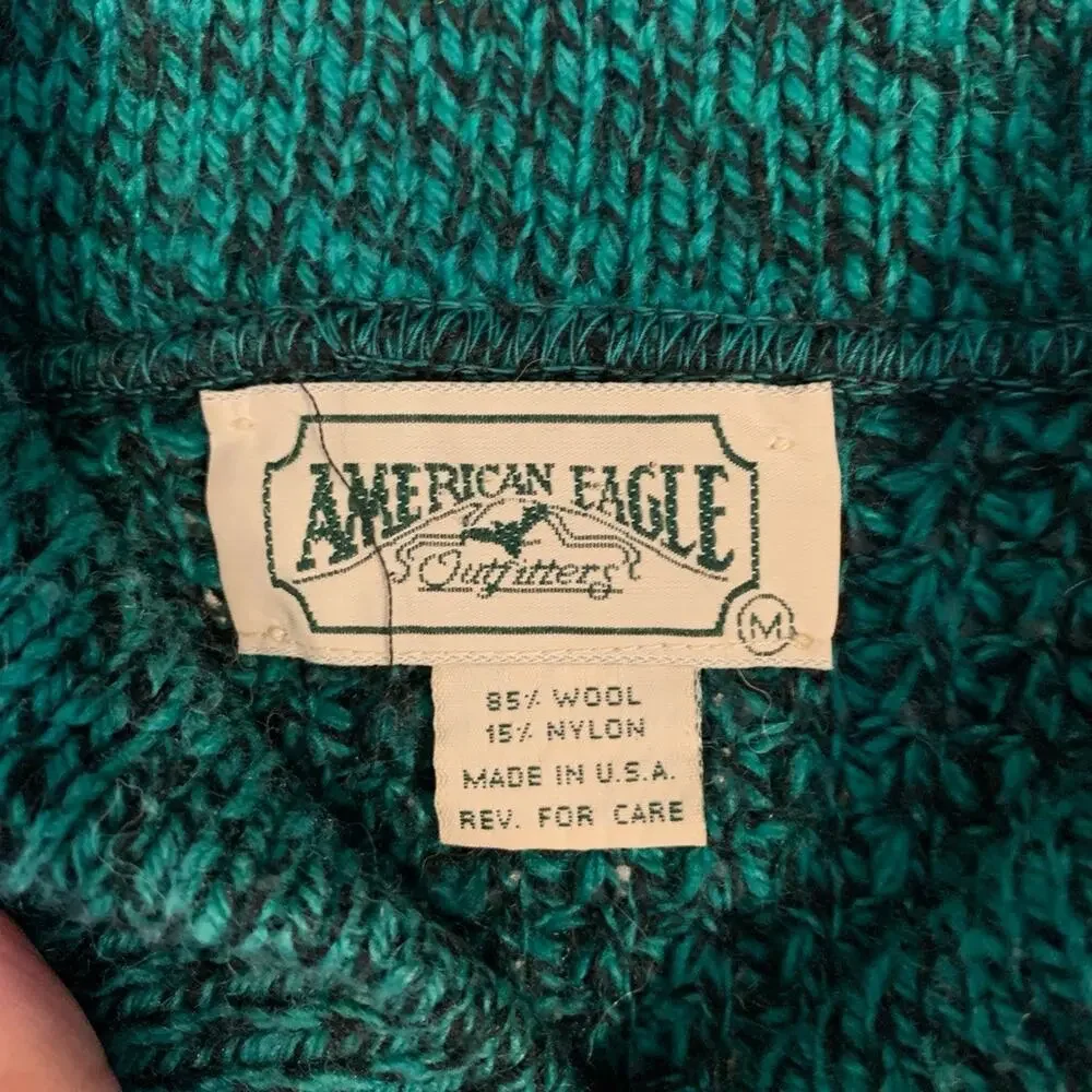 Vintage American Eagle Sweater Mens M Medium Willow Wool Blend Elbow Pads Heavy